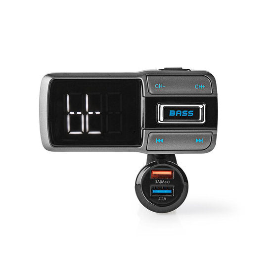 FM-Transmitter voor in de Auto | Bluetooth® | Bass Boost | microSD-Kaartsleuf | Handsfree Bellen | Spraakbediening | 3,0 A / 2,4 A