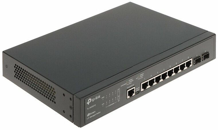 TP-Link TL-SG3210 | JetStream Managed L2+ Switch | 10 Poorten | Gigabit Ethernet (10/100/1000 Mbps) | 8x RJ45 + 2x SFP | Omada SDN | Rackmount | Zwart