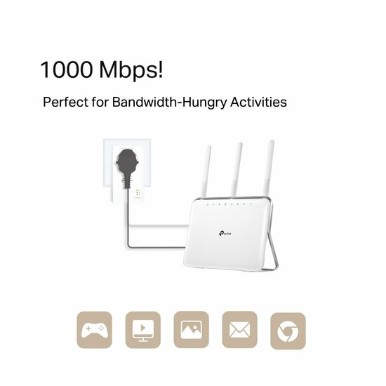 TP-Link AV1000 | Powerline Adapter Set | 1000 Mbps | Gigabit Ethernet | Starter Kit