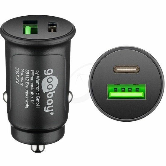 Goobay 48W Snelle Autolader met USB-C PD & USB-A QC3.0 - Zwart