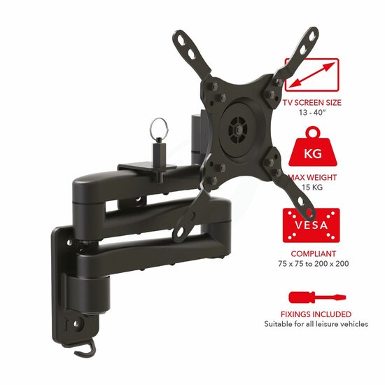 OMP M7441 - 13 tot 40" Universele Tv steun - 3, 2 of 1 Arm Design met Dubbele slot