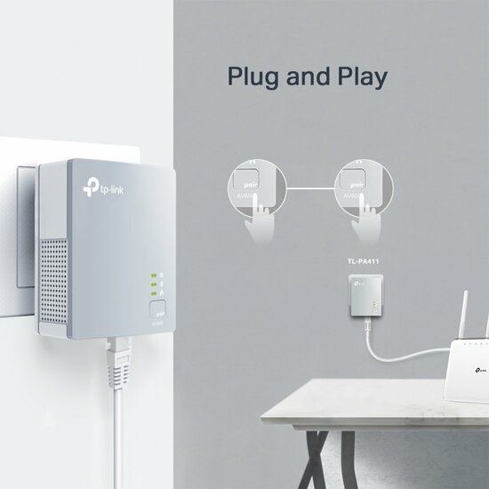 TP-Link PA411KIT | Powerline Adapter Set | 500 Mbps | Fast Ethernet | Wit