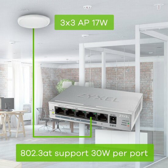 Zyxel GS1005HP | Unmanaged Switch | 5 Poorten | Gigabit Ethernet | PoE | Zilver