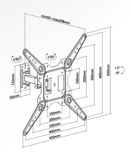 Superior TV Muurbeugel  – 23-55 inch Draaibaar