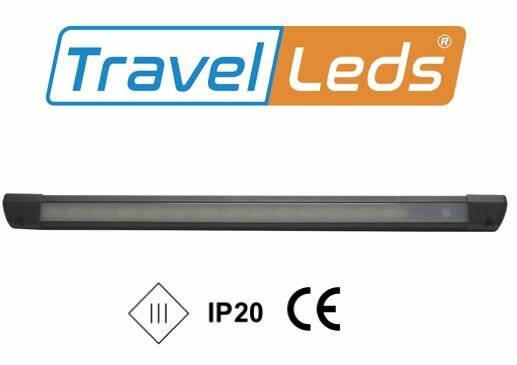 Travelleds Lineaire alu zw COB 3K 422mm schakelaar/touch