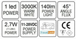 Travelleds opb spot Ch flex led 3K 315mm switch
