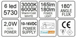 TravelLeds inb spot zwart 70mm 6+6 Leds 3K+6K schroef