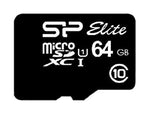 Silicon Power Elite | MicroSDXC | 64GB | Class 10 | UHS-I U1 | Tot 85MB/s | Inclusief SD-adapter | Zwart