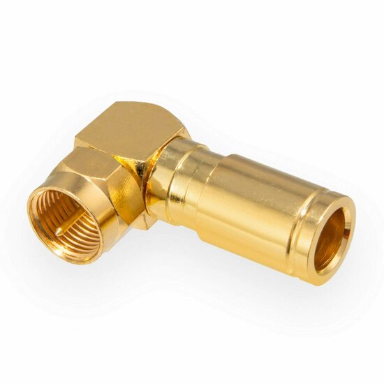 (2 STUKS) Professionele hoekcompressie-F-stekker verguld F-stekker voor SAT-kabel | coaxkabel met diameter Ø 6,8 – 7,2 mm 4K UHD HQ massieve rechthoekige hoekconnector 90°