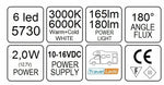 TravelLeds inb spot zwart 80mm 6+6 Leds 3K+6K klem
