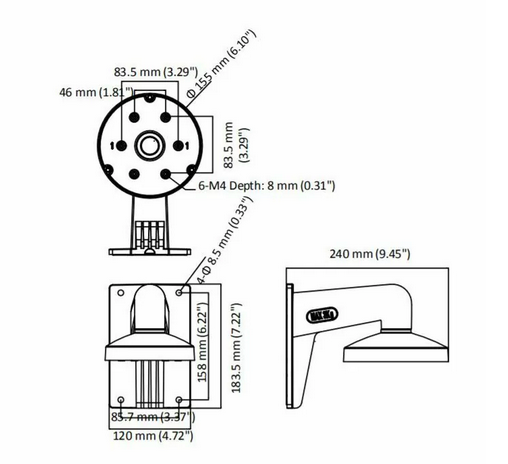 Hikvision DS-1473ZJ-155 - Muurbeugel voor DS-2CD27x5FWD wit of zwart