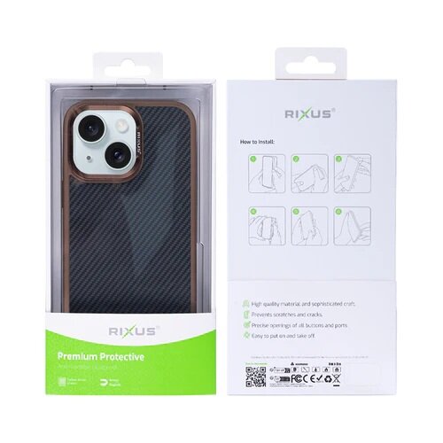 Rixus Mag Carbon With MagSafe For iPhone 15 Brown
