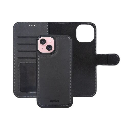 iPhone 16 Rixus Duo Magnetic Detachable Wallet Black