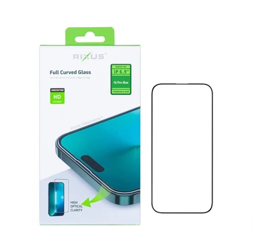 iPhone 16 Pro Max Rixus Tempered Glass Curved Edge