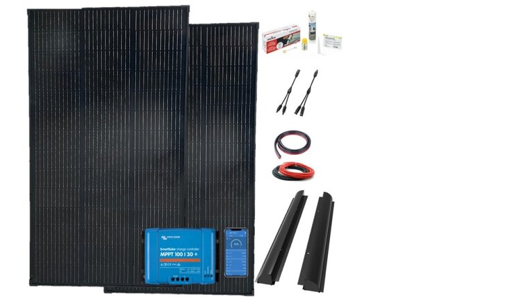Hoogwaardige Bente solarset 2x200Watt black+ Victron smart mppt 100/30 -complete set