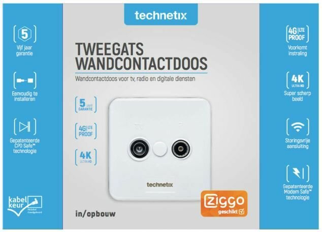 Technetix TRAS-2000-S SHOP R/TV WCD Einddoos Ziggo Geschikt