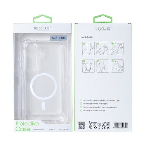 Samsung Galaxy S25 Plus S936B Rixus Anti-Burst Case With MagSafe Transparent