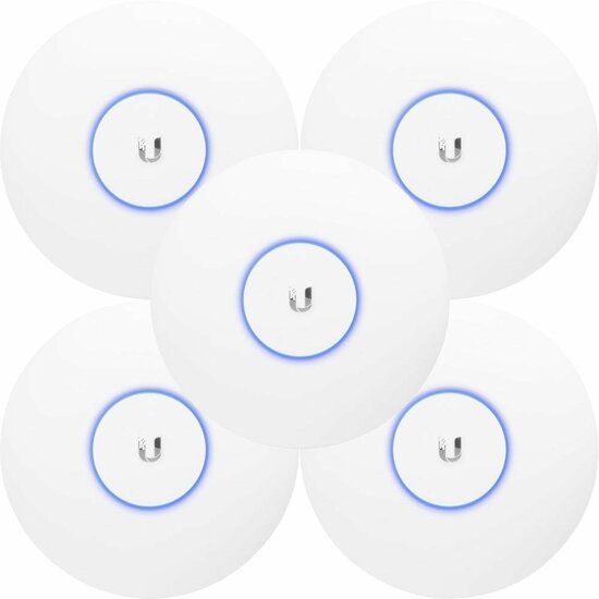Ubiquiti UniFi UAP-AC-PRO (5-pack) | WiFi 5 Access Point (AC1750) | 1300 Mbit/s | PoE (met Adapter) | Inclusief Plafond- en Muurmontagebeugel