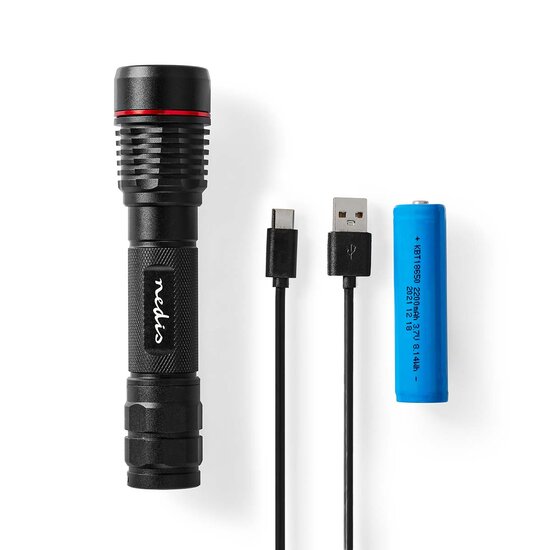 LED-Zaklamp  Batterij Gevoed 3.7 V DC 10 W N/A Incl. batterij(en) Oplaadbaar  Nominale lichtstroom: 1000 lm Lichtbereik: 200 m  Stralingshoek: 10 °