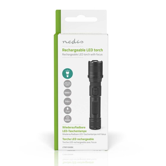 LED-Zaklamp  Batterij Gevoed 3.7 V DC 10 W N/A Incl. batterij(en) Oplaadbaar Nominale lichtstroom: 1000 lm Lichtbereik: 110 m Stralingshoek: 9.5 °