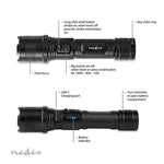LED-Zaklamp  Batterij Gevoed 3.7 V DC 10 W N/A Incl. batterij(en) Oplaadbaar Nominale lichtstroom: 1000 lm Lichtbereik: 110 m Stralingshoek: 9.5 °