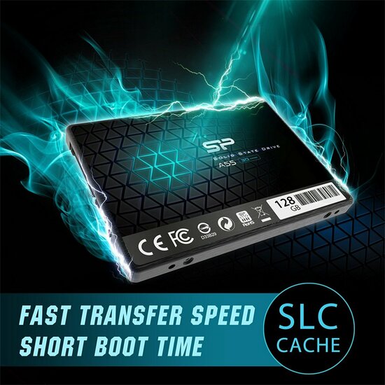 Silicon Power A55 | 128GB SATA SSD | 2.5'' | 460MB/s Lezen | 360MB/s Schrijven