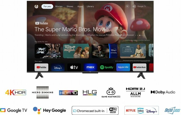TCL 50P69B | 50'' 4K Ultra HD LED Smart TV | Google TV met HDR10+ | HDMI 2.1 | 50Hz | Wifi