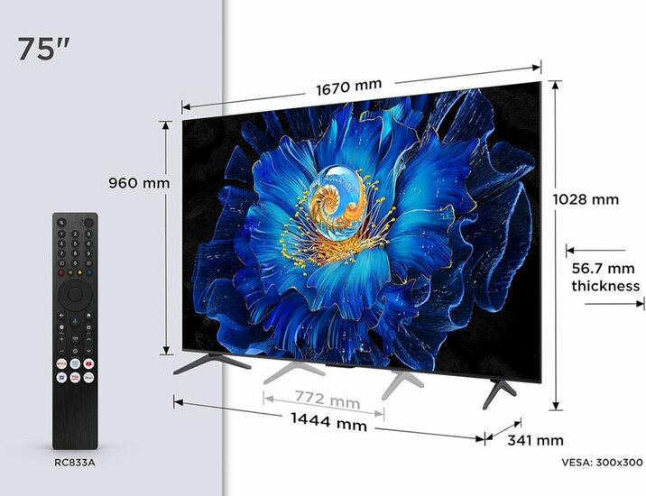 TCL 75C61KS | 75" 4K Ultra HD QD-MiniLED | Google TV | Dolby Vision | HDMI 2.1 | Smart TV