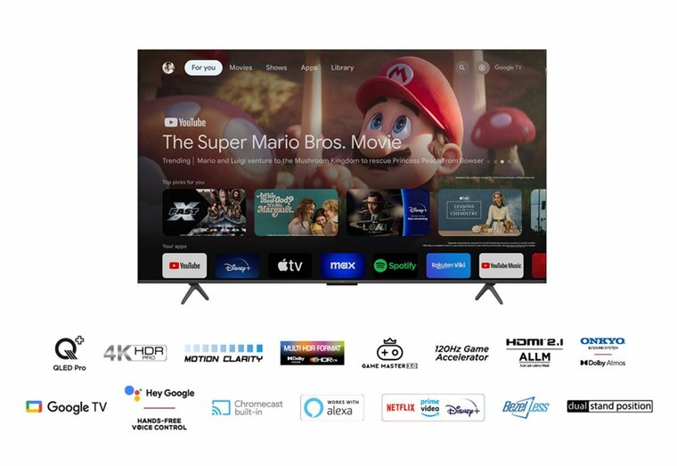 TCL 75C69B 75" | Ultra HD 4K QLED Smart TV | Google TV + Wifi | Dolby Vision | Quantum Dot voor Realistische Kleuren | 60Hz