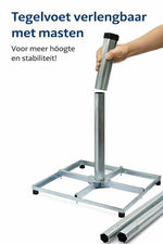 ASAT Tegelvoet / Balkon standaard 4 x 30x30 cm Demontabel met buis lengte 75 cm (verlengbaar)