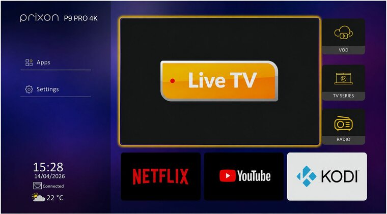 Prixon P10+ 4k OTT mediaspeler Linux
